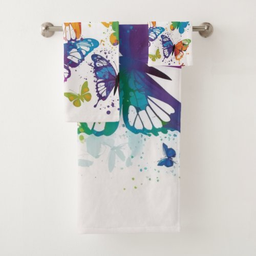 Colorful Butterflies 1 Bath Towel Set