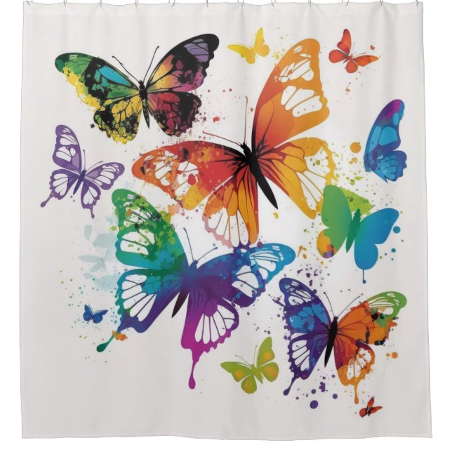 Colorful Butterflies 1 Shower Curtain (Front)