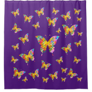 COLORFUL BUTTERFLIES ABSTRACT  SHOWER CURTAIN