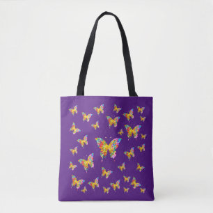 COLORFUL BUTTERFLIES ABSTRACT TOTE BAG