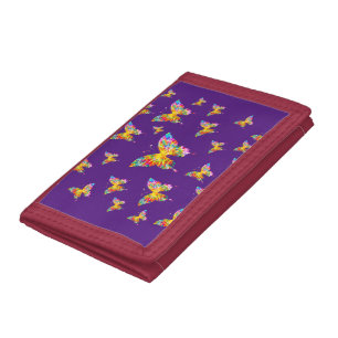 COLORFUL BUTTERFLIES ABSTRACT TRI-FOLD WALLET