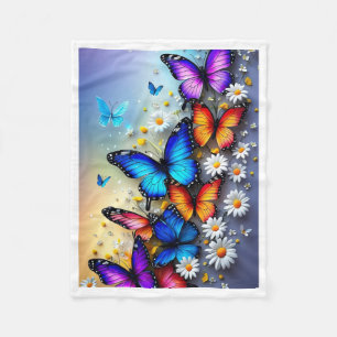 Colorful Butterflies and Daisies Blanket