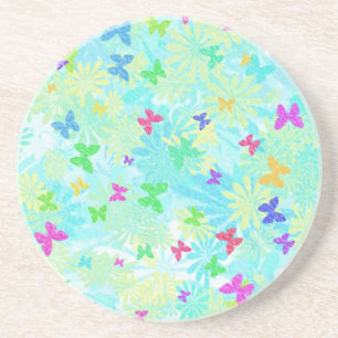 Colorful Butterflies and Daisies by Shirley Taylor Drink Coaster