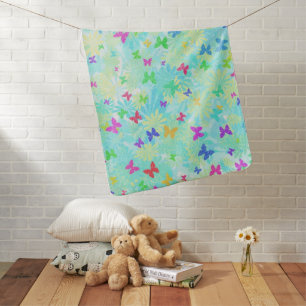 Colorful Butterflies and Daisies by Shirley Taylor Swaddle Blanket