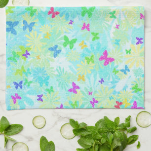 Colorful Butterflies and Daisies by Shirley Taylor Towel