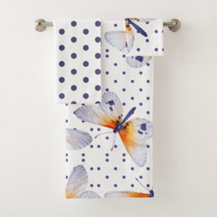Colorful Butterflies And Dots Bath Towel Set