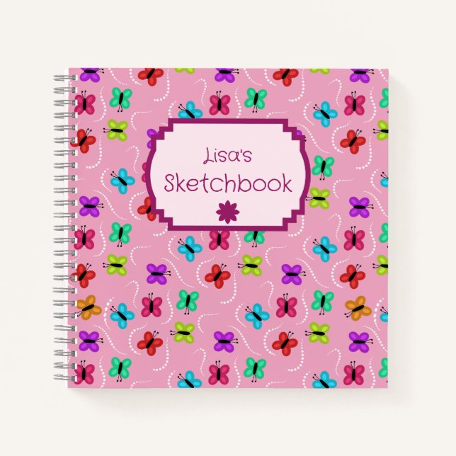 Colorful Butterflies and Dots  Notebook (Front)