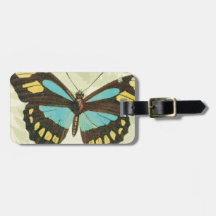 Colorful Butterflies and Fern Leaves Luggage Tag
