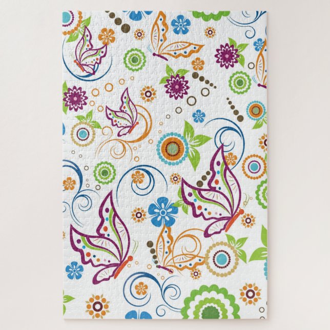 Colorful Butterflies and Flowers Jigsaw Puzzle (Vertical)