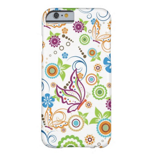 Colorful Butterflies And Flowers Pattern Barely There iPhone 6 Case