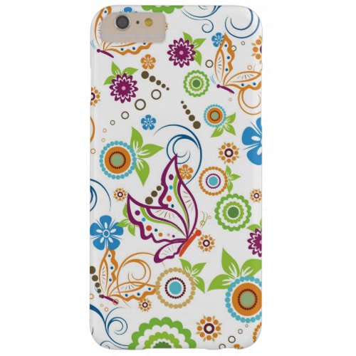 Colorful Butterflies And Flowers Pattern Barely There iPhone 6 Plus Case