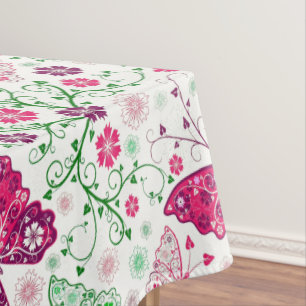 Colorful Butterflies And Flowers Pattern Tablecloth