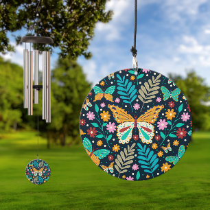 Colorful butterflies and flowers pattern wind chime