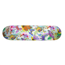 Colorful Butterflies and Flowers Skateboard Colorful Butterflies and Flowers Skateboard