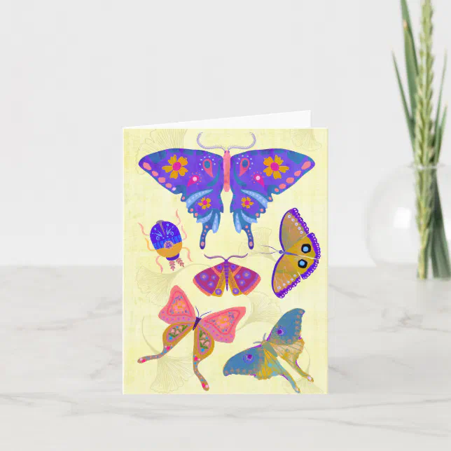 Colorful Butterflies and Moths BLANK Greeting Card | Zazzle