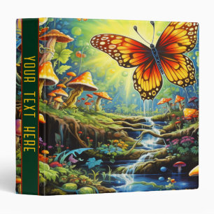 Colorful Butterflies and Mushrooms Binder