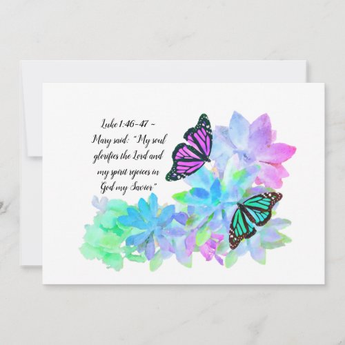 Colorful Butterflies and Succulents Glorify God Thank You Card