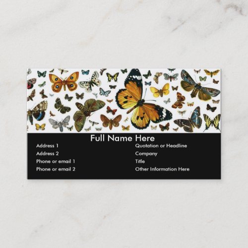 Colorful Butterflies Antiquarian Image Bookmark Business Card Template