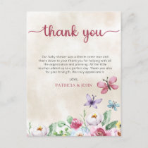 Colorful Butterflies Baby Shower Thank You Postcard