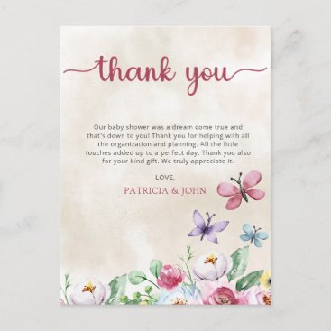 Colorful Butterflies Baby Shower Thank You Postcard