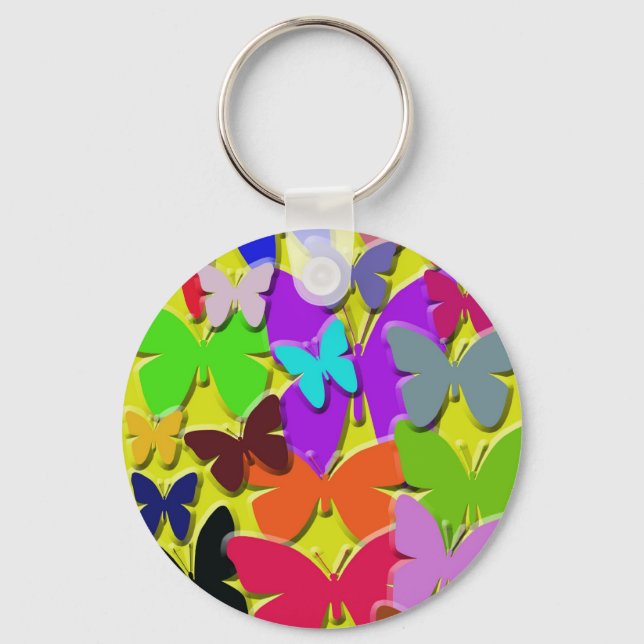 Colorful Butterflies Basic Keychain (Front)