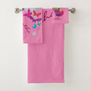 Colorful Butterflies Bath Towel Set