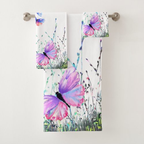 Colorful Butterflies Bath Towel Set Spring Joy