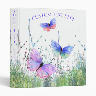 Colorful Butterflies Binder with Custom Text