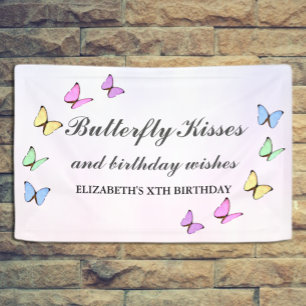 Colorful Butterflies Birthday Banner