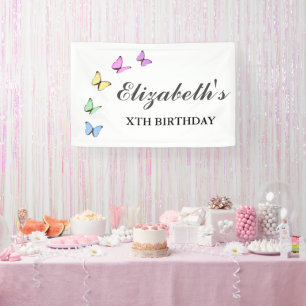 Colorful Butterflies Birthday Banner
