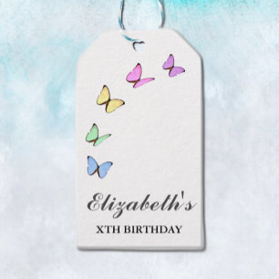 Colorful Butterflies Birthday Gift Tags