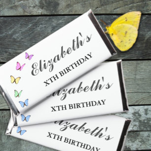 Colorful Butterflies Birthday Hershey Bar Favors