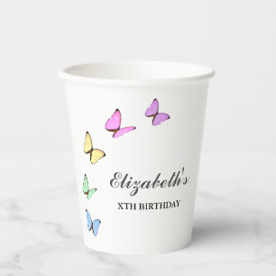 Colorful Butterflies Birthday Paper Cups
