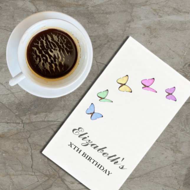 Colorful Butterflies Birthday Paper Guest Towels (Creator Uploaded)