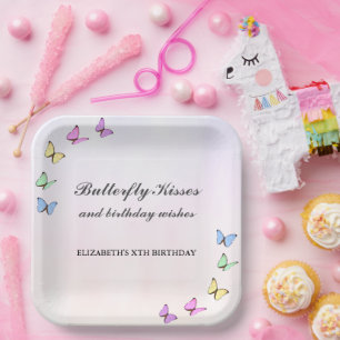 Colorful Butterflies Birthday Paper Plates