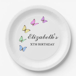 Colorful Butterflies Birthday Paper Plates
