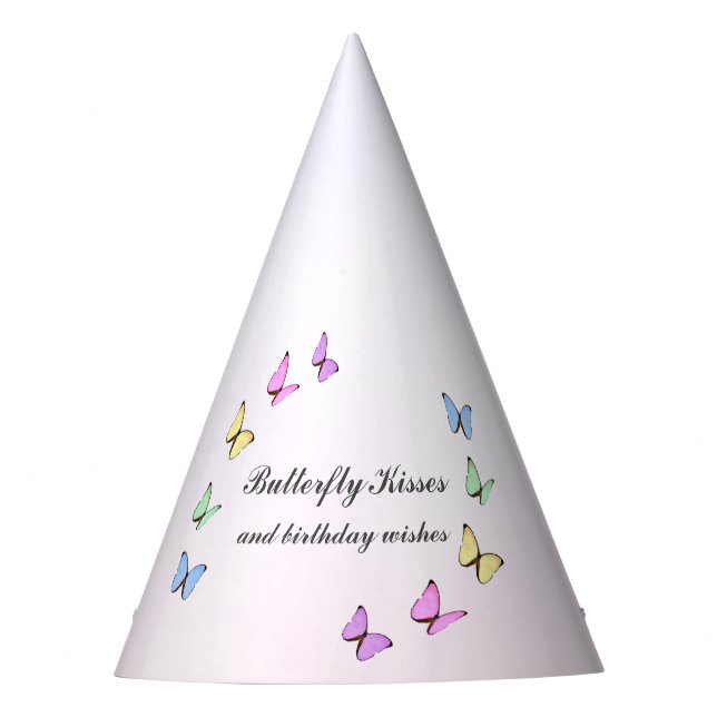 Colorful Butterflies Birthday Party Hat (Front)