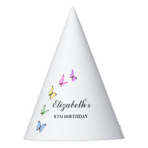 Colorful Butterflies Birthday Party Hat