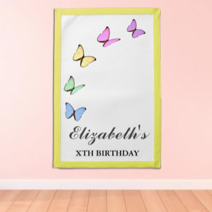 Colorful Butterflies Birthday Pennant
