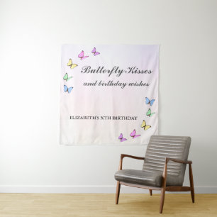 Colorful Butterflies Birthday Tapestry