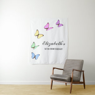 Colorful Butterflies Birthday Tapestry