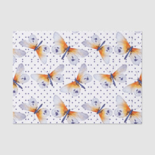 Colorful Butterflies Blue Polka Dots Tissue Paper