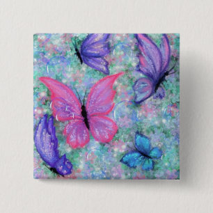 Colorful Butterflies Button