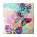 Colorful Butterflies Ceramic Tile - Watercolor<br><div class="desc">Cute Colorful Butterflies Flying Ceramic Tiles - Watercolor MIGNED Painting Design</div>