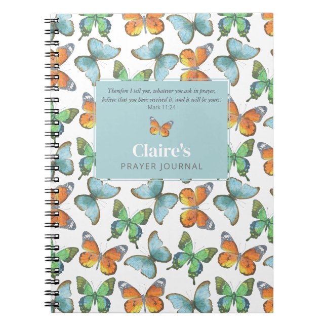 Colorful Butterflies Custom Prayer Journal (Front)