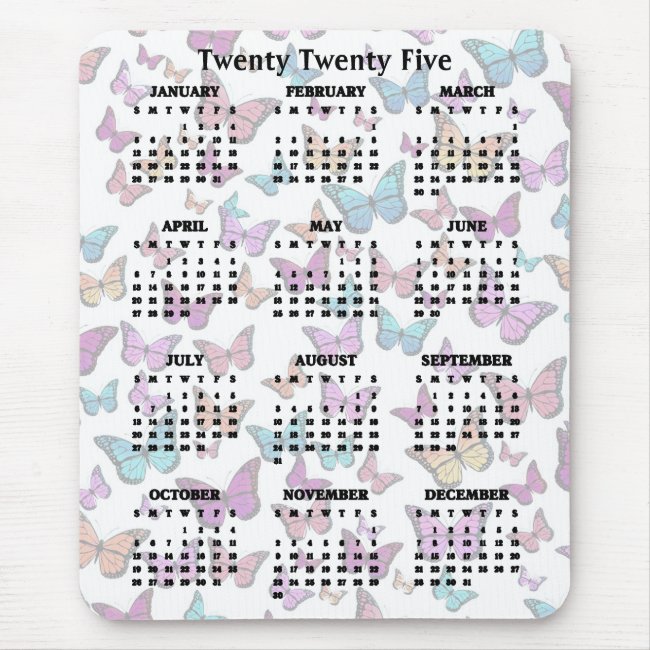 Colorful Butterflies Design 2025 Calendar