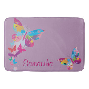 Colorful Butterflies Design Bath Mat