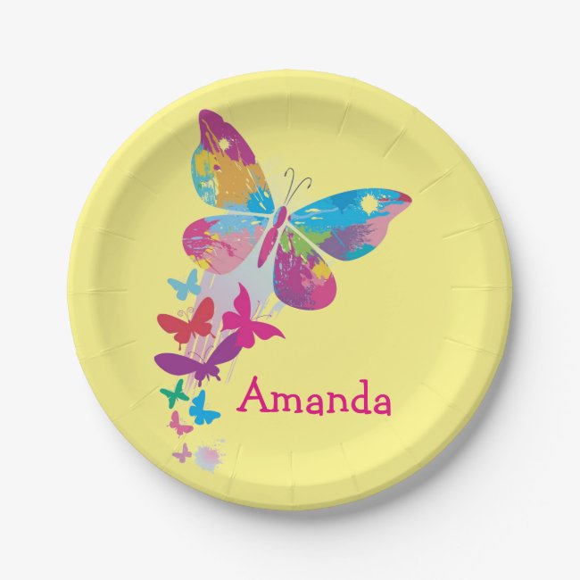 Colorful Butterflies Design Paper Plates