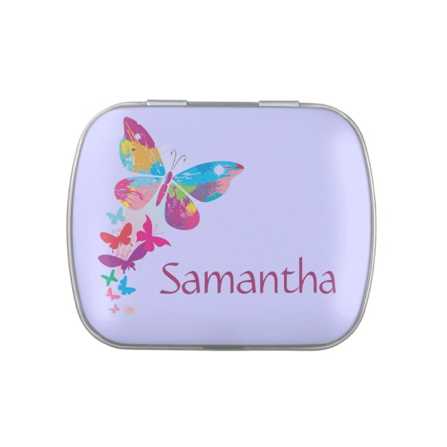 Colorful Butterflies Design Party Favor Candy Tin