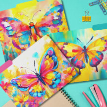 Colorful Butterflies File Folders